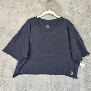 FP Movement Shirt Womens Small Black Cropped Oversized Drop Shoulder Boxy Tee